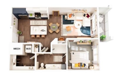 1 bed, 1 bath, 744 sqft, $1,613