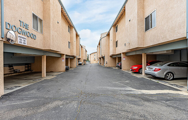 Gateed and assigned tuck-under parking spots at Olive View Gardens.