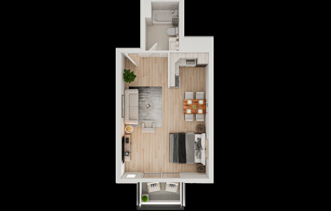 Studio, 1 bath, 491 sqft, $1,307, Unit B-301