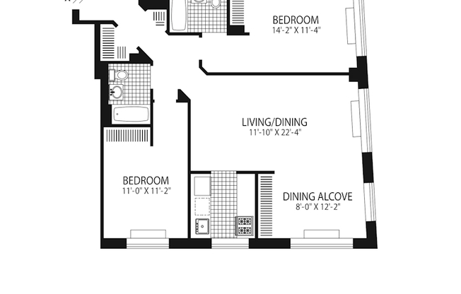 2 beds, 2 baths, $9,575, Unit 5A