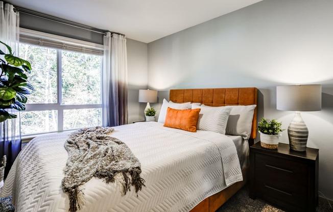 Gorgeous Bedroom with Wide Windows at Manor Way Apartments, Everett, Washington