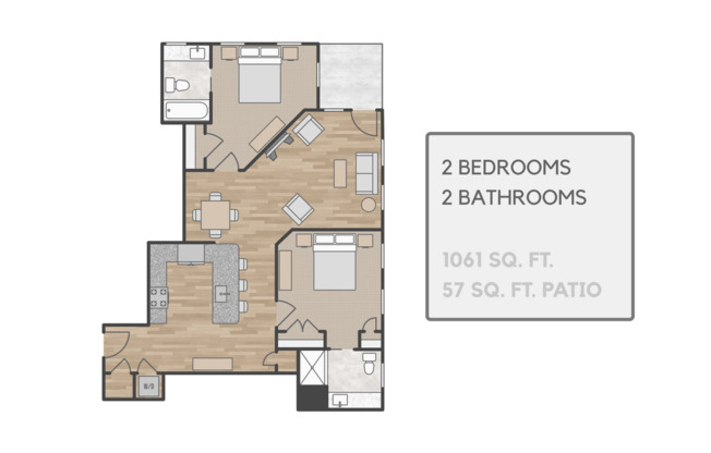 2 beds, 2 baths, 1,047 sqft, $2,695, Unit 207