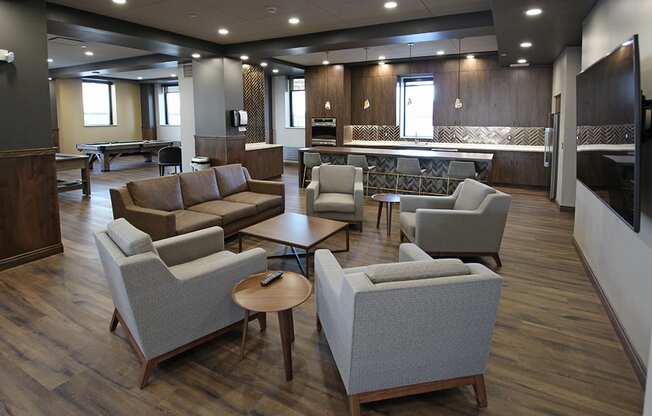 Community Lounge at The Terminal Tower Residences Apartments, Cleveland, OH