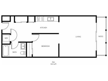 1 bed, 1 bath, 730 sqft, $2,004