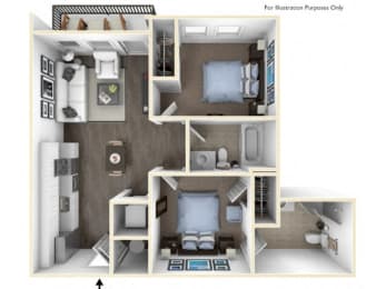 2 beds, 2 baths, 756 sqft, $1,621