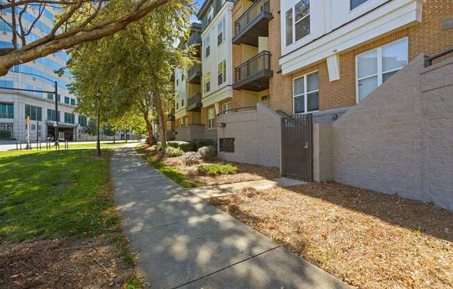 Flatiron West Trade Apartments exterior sidewalk