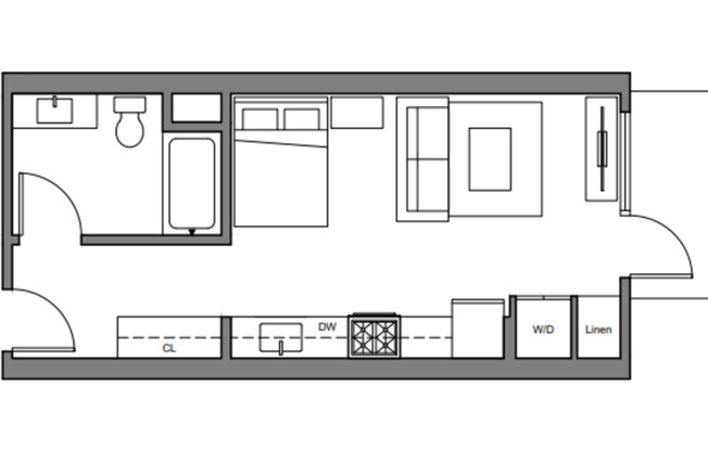 Studio, 1 bath, 396 sqft, $2,350, Unit 202