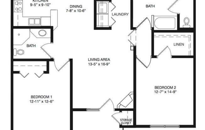 2 beds, 2 baths, 1,175 sqft, $1,320, Unit CT-285