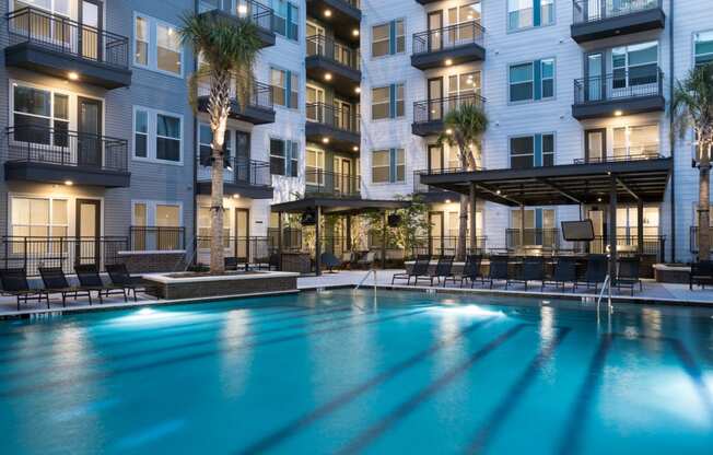 Pool View In Night at Gatsby on Ross, Texas