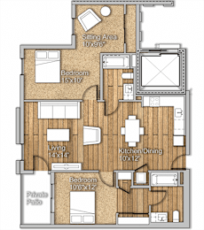2 beds, 2 baths, 1,209 sqft, $3,392