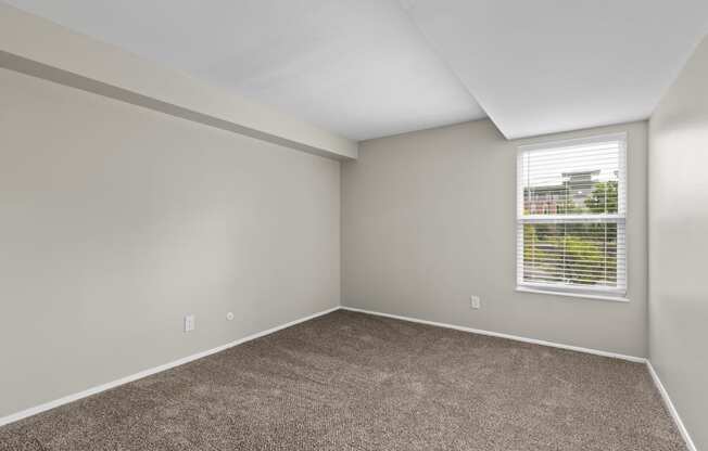 Bedroom with gray walls and carpet at Creve Coeur, Creve Coeur, MO