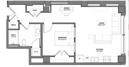 1 bed, 1 bath, 793 sqft, $1,195