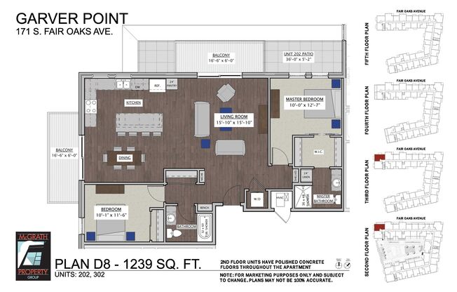 2 beds, 2 baths, 1,239 sqft, $2,725, Unit 202