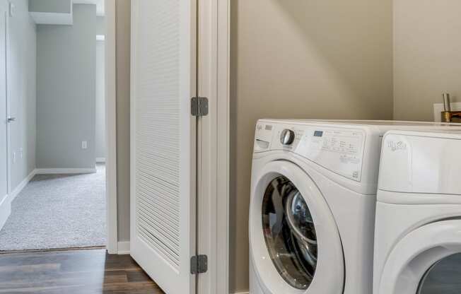 Washer and dryer included in this two bedroom at Ascend at Woodbury