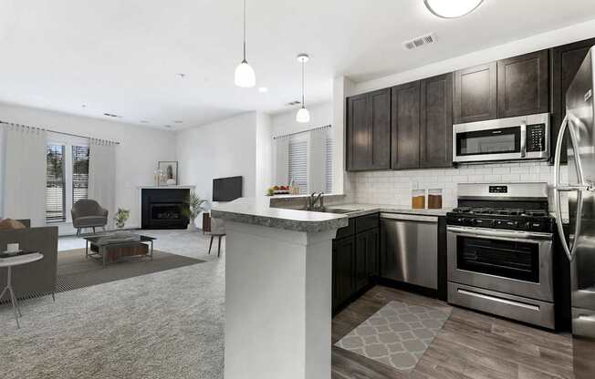 Living and Kitchen View at The Apartments at Cambridge Court, Rosedale, Maryland