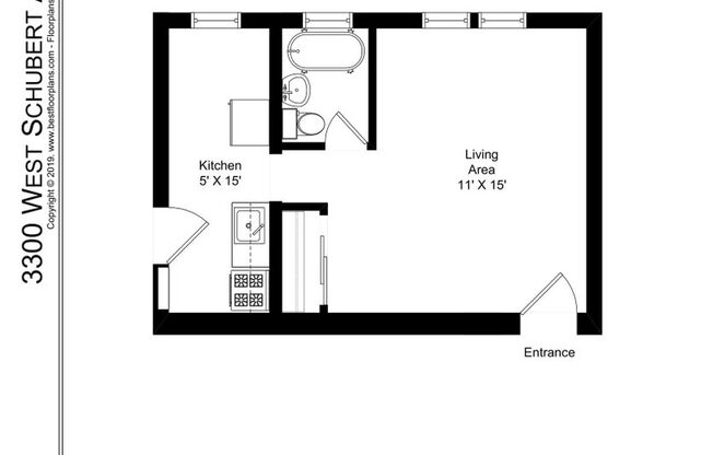 Studio, 1 bath, 379 sqft, $1,695, Unit 3300-2B