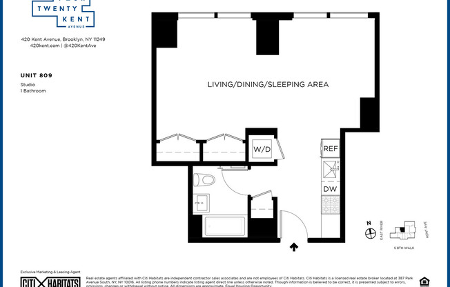 Studio, 1 bath, $4,395, Unit 809N