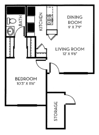 1 bed, 1 bath, 547 sqft, $2,590