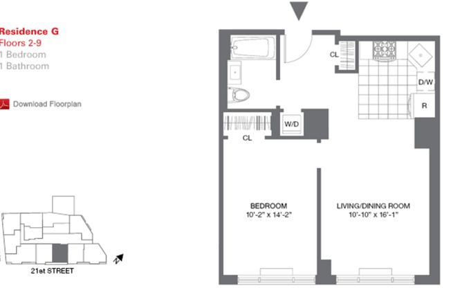 1 bed, 1 bath, 673 sqft, $3,400