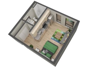 Studio, 1 bath, 392 sqft, $1,130