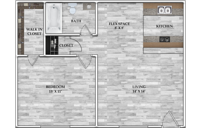 1 bed, 1 bath, 643 sqft, $676, Unit 1902