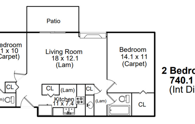 2 beds, 1.5 baths, 800 sqft, $1,845, Unit 1025-201