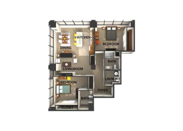 2 beds, 2 baths, 1,425 sqft, $2,320