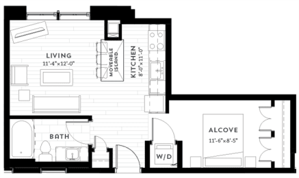 Studio, 1 bath, 561 sqft, $1,321