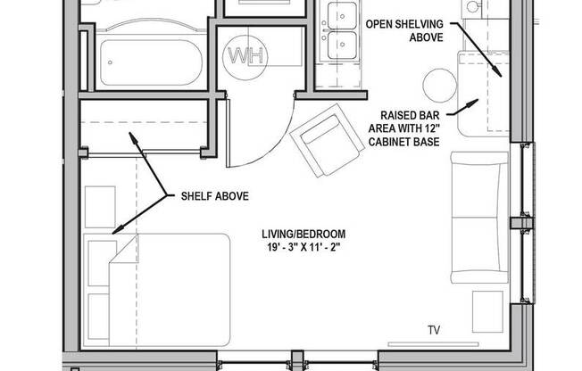 Studio, 1 bath, 488 sqft, $1,530, Unit 306 (Furnished)