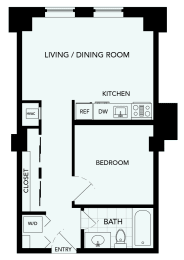 1 bed, 1 bath, 485 sqft, $1,740