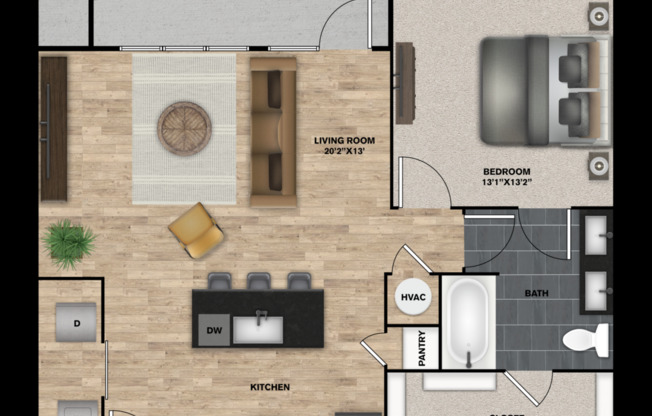 1 bed, 1 bath, 855 sqft, $1,509