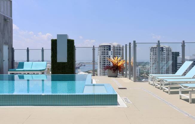 Views over the port of Tampa from our rooftop pool.