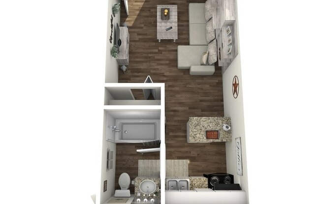 Studio, 1 bath, 288 sqft, $850