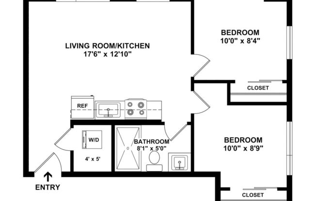 2 beds, 1 bath, 543 sqft, $2,475