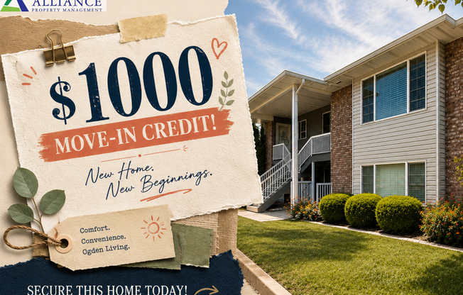 Move In for Less! $1,000 Move-In Credit | 2 Bed 1.5 Bath Condo in Ogden!