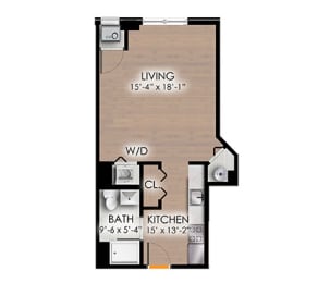 Studio, 1 bath, 513 sqft, $2,270