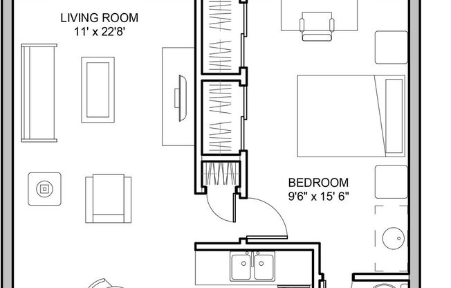 1 bed, 1 bath, 576 sqft, $770, Unit 27