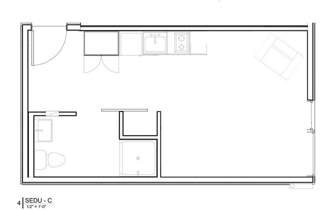 Studio, 1 bath, 238 sqft, $1,375, Unit 403