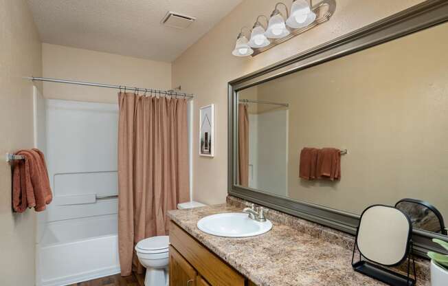 Bathroom With Vanity Lights at Pointe Royal, Overland Park, KS, 66213