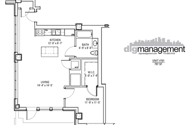 1 bed, 1 bath, 642 sqft, $3,150, Unit 3833-701