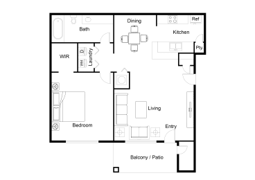 1 bed, 1 bath, 696 sqft, $1,466
