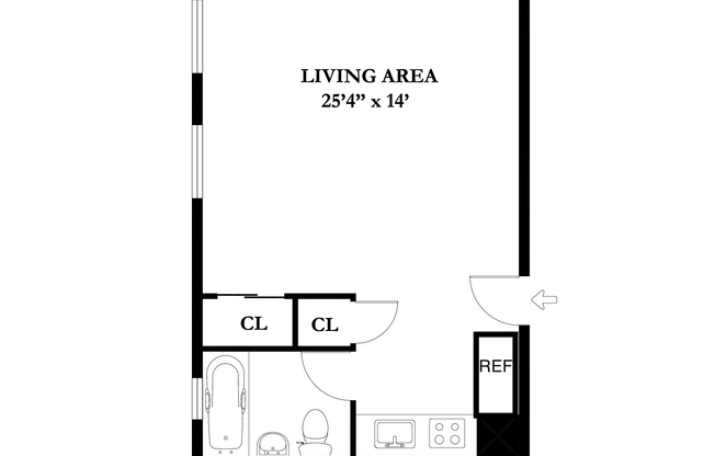 Studio, 1 bath, $2,300, Unit 4B