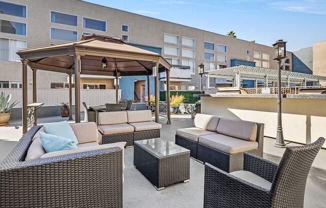 Courtyard at Hughes Regency Apartments with gazebo and seating space