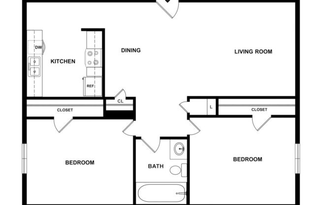 2 beds, 1 bath, 850 sqft, $922