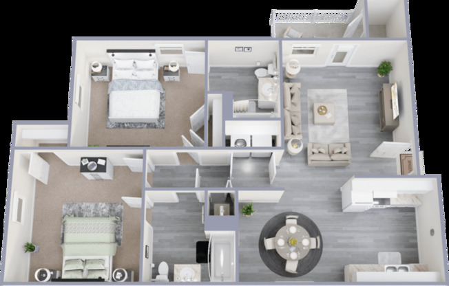 2 beds, 2 baths, 1,075 sqft, $1,299