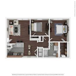 2 beds, 1 bath, 896 sqft, $1,340