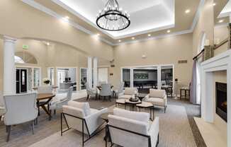 Clubhouse full view from fireplace at Mainstreet Village, Novi