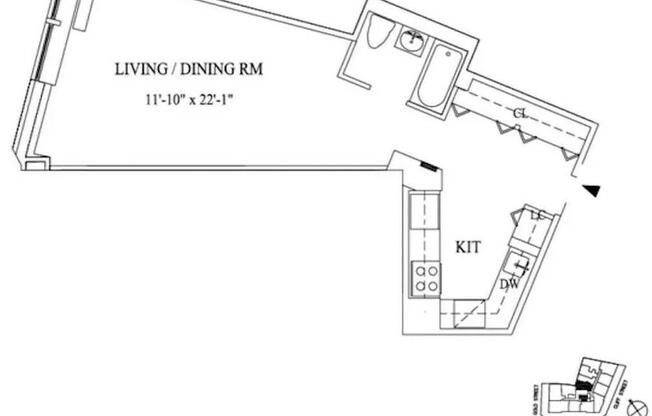 Studio, 1 bath, 543 sqft, $3,850, Unit 2212