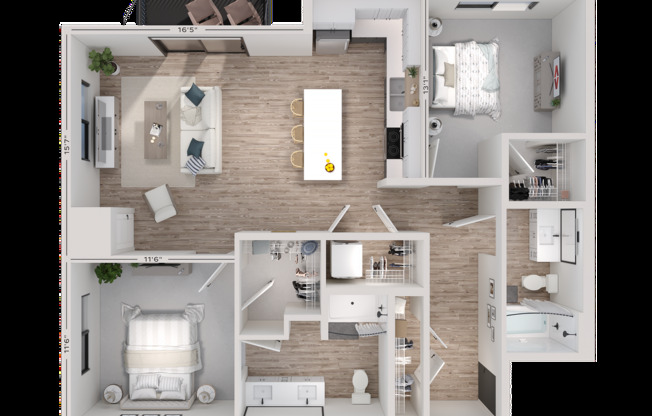 2 beds, 2 baths, 1,069 sqft, $2,710, Unit 600