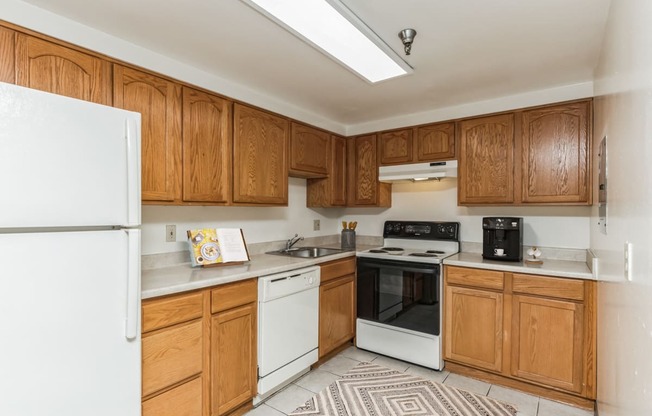 Kitchen Layout, Living Room and Dining Room Layout With Window And Tables And Chairs, Highland Plaza Apartments, Pittsburgh, PA.